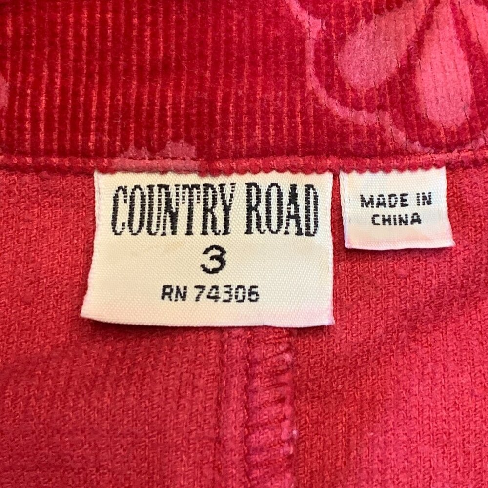 COUNTRY ROAD Vintage Paisley Jacket Girls 3 3T Red Pink Corduroy Boho Hippy 70's - Picture 7 of 7